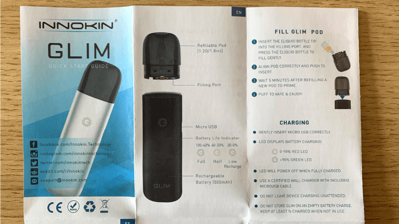 INNOKIN GLIM POD（イノキングリムポッド）の取扱説明書