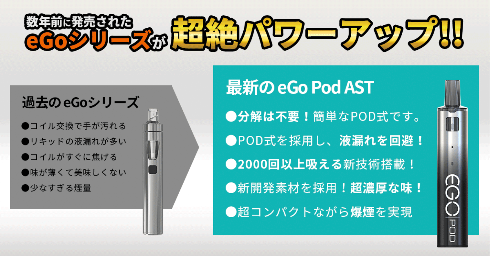 前作 ego Podとego Pod ASTの違い